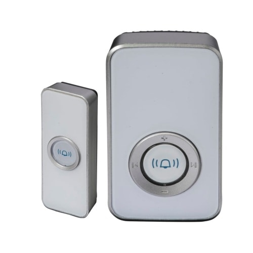 Trend Design trådløs plug-in dørklokke i hvid med ringetryk