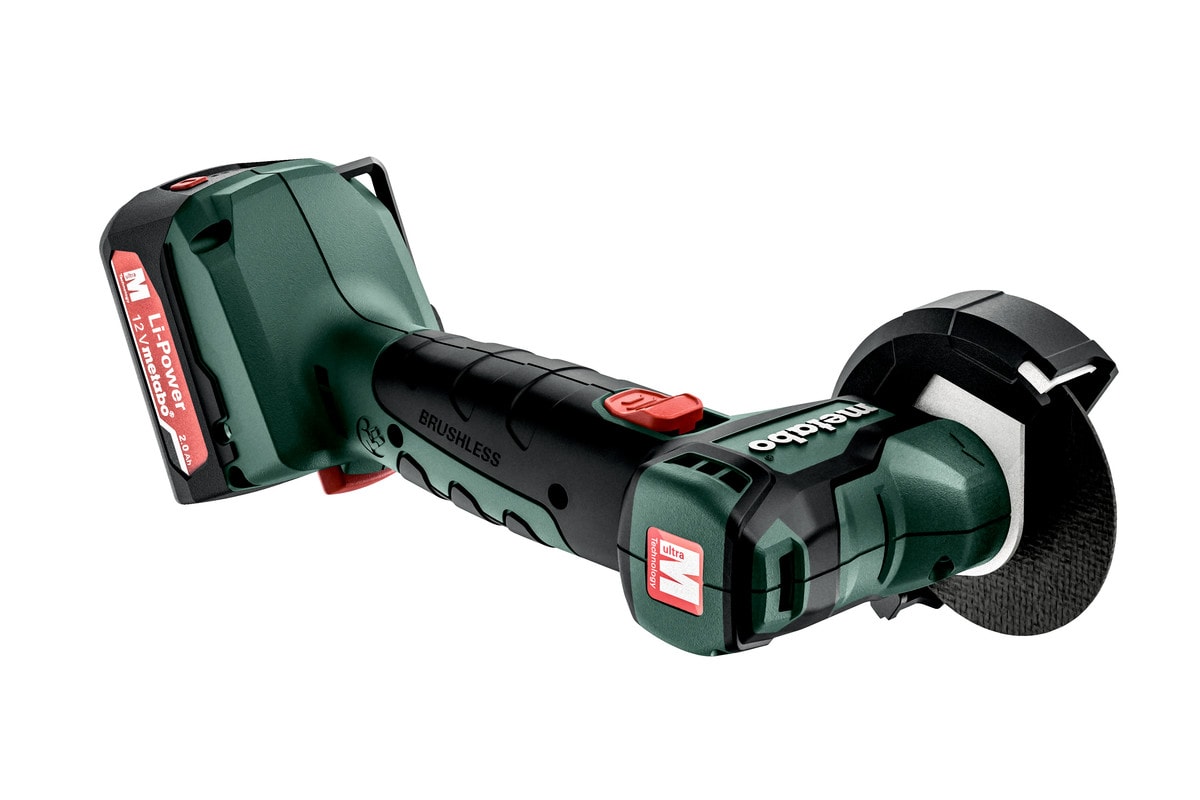 Metabo vinkelsliber PowerMaxx CC 12 BL med 2x2Ah batterier og lader