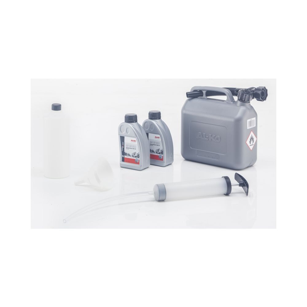 ALKO startsæt med motorolie, benzindunk og servicekit