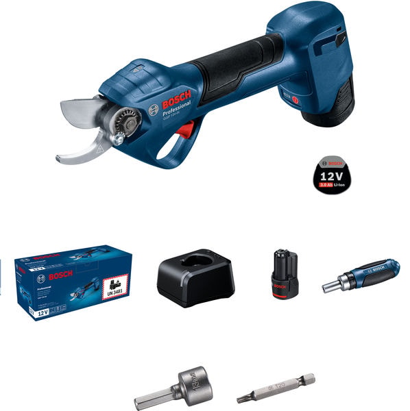 Bosch sekatør GGP 12V-25 med 2x3Ah batterier og lader