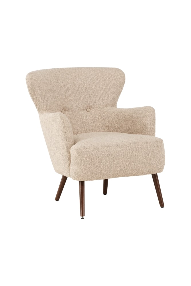 Venture Design Lincoln lænestol i valnød/beige teddystof