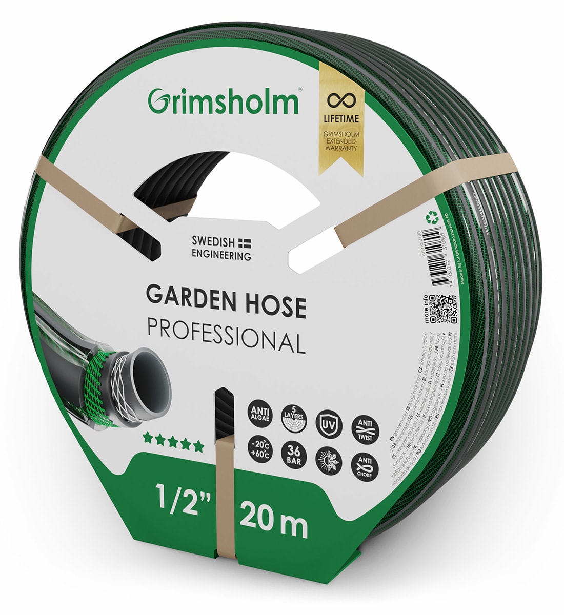 Grimsholm Professionel 1/2" 20 m Vandslange