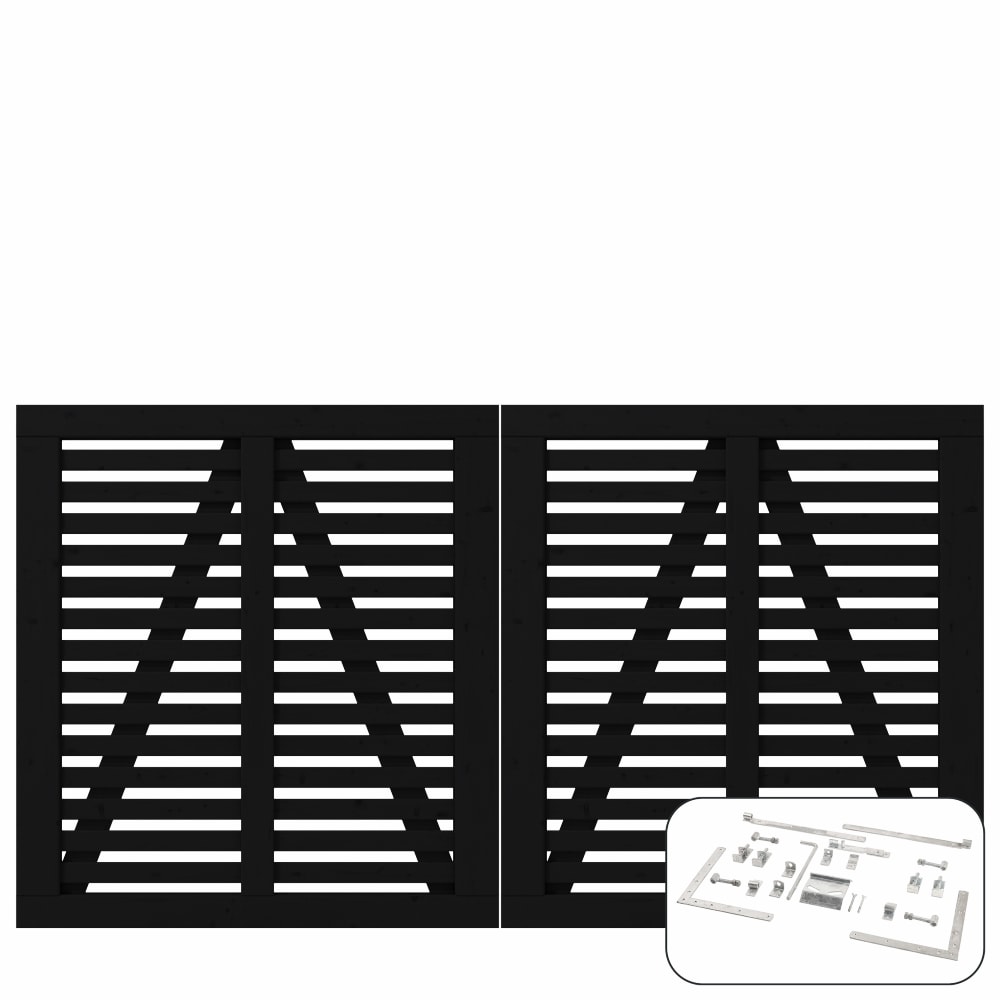 Plus Harmoni dobbeltlåge inkl. beslag grundmalet sort RAL 9005 200 x 180 cm