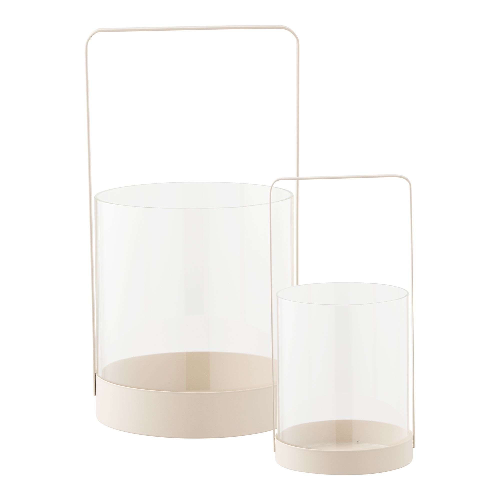 House Nordic hurricane lysestage glas/metal beige 2 dele