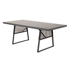 Venture Design Dallas spisebord i sort alu/sort flet med glasplade 193 x 90 cm
