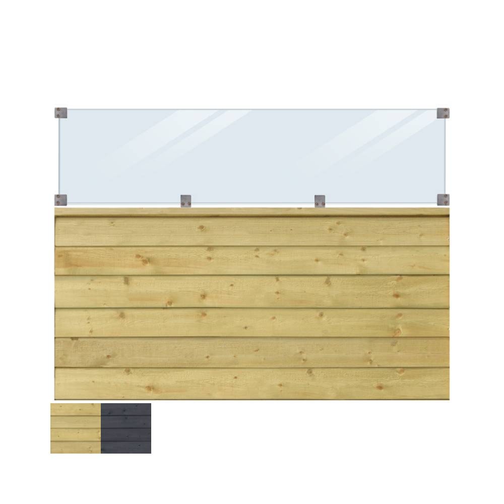 Plus Klink profilhegn i grundmalet sort inkl. glas 174 x 163 cm
