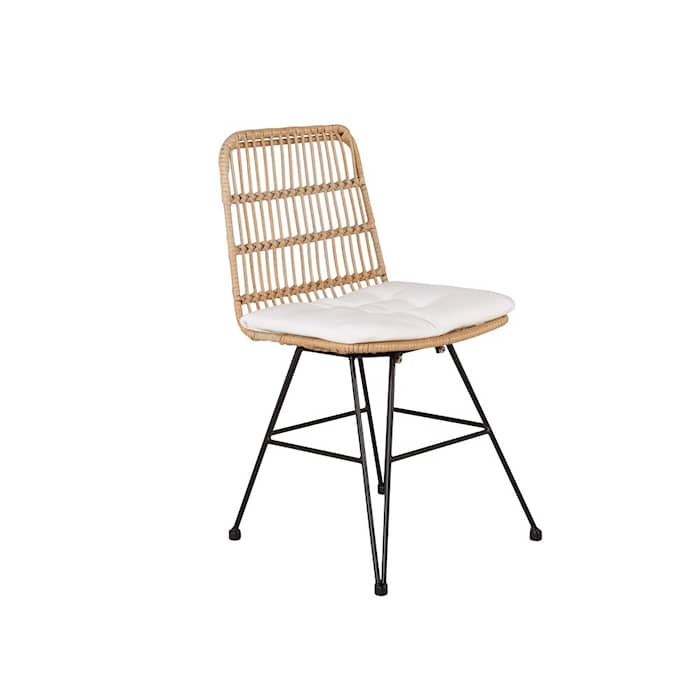 Venture Design Viga stol i sort stål/naturflet med hvid hynde