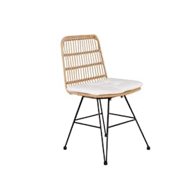 Venture Design Viga stol i sort stål/naturflet med hvid hynde