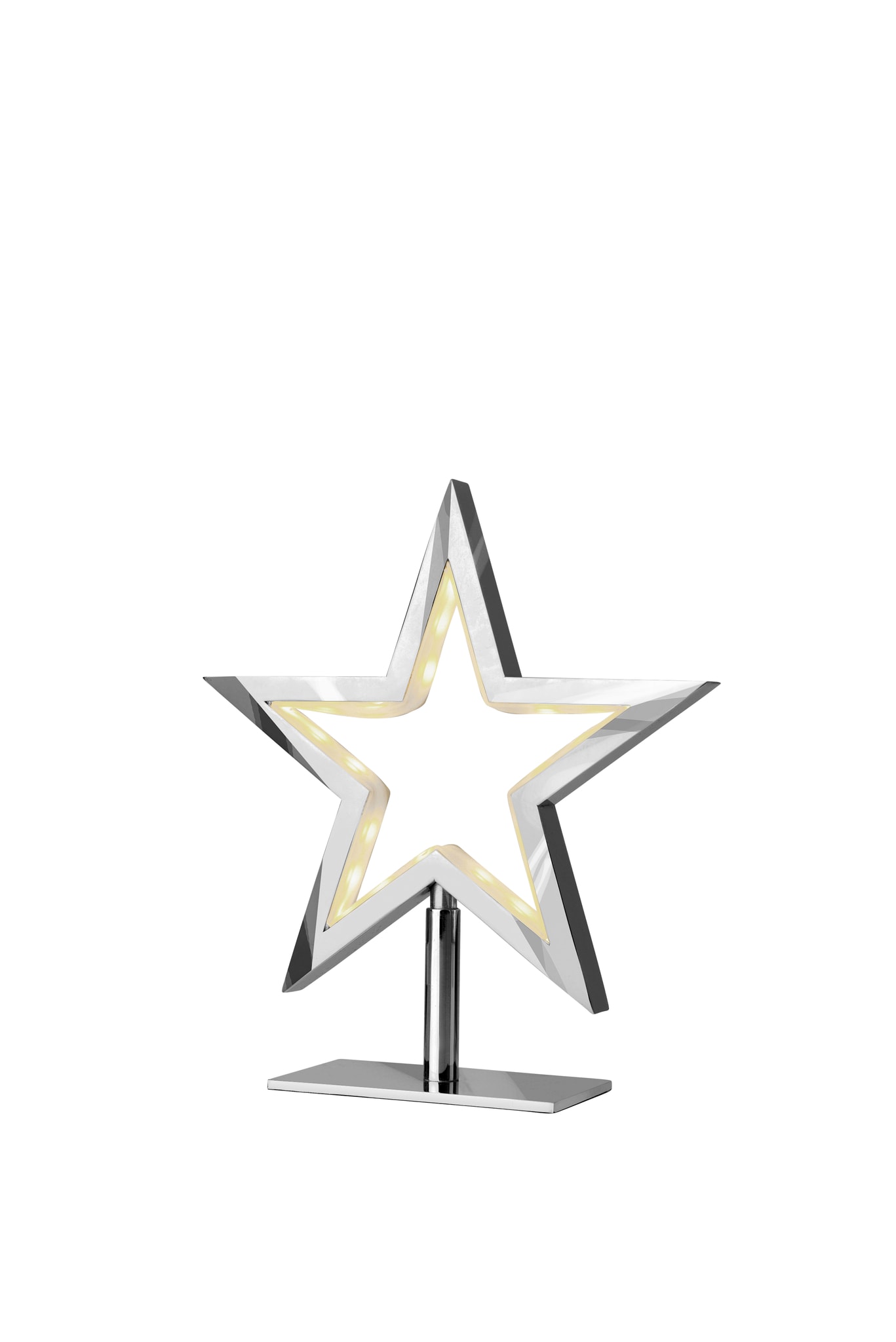 Sompex Lucy-S julestjerne i krom med lys 20 cm