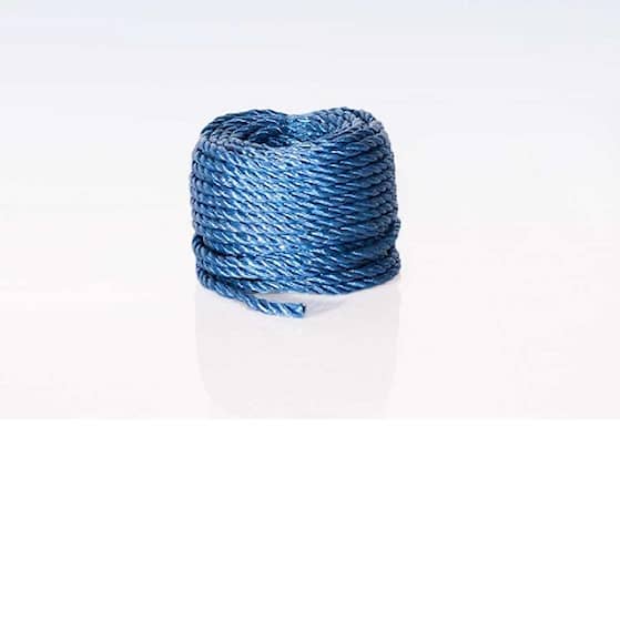 Polyreb i blå 3-slået minirulle Ø8 mm x 20 m