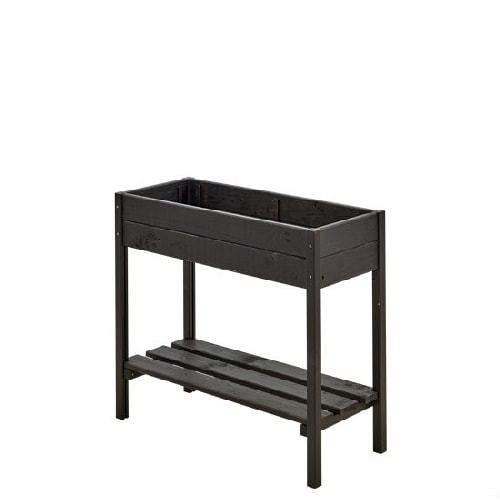 Plus plantekasse grundmalet i sort på ben 88 x 37 x 79 cm