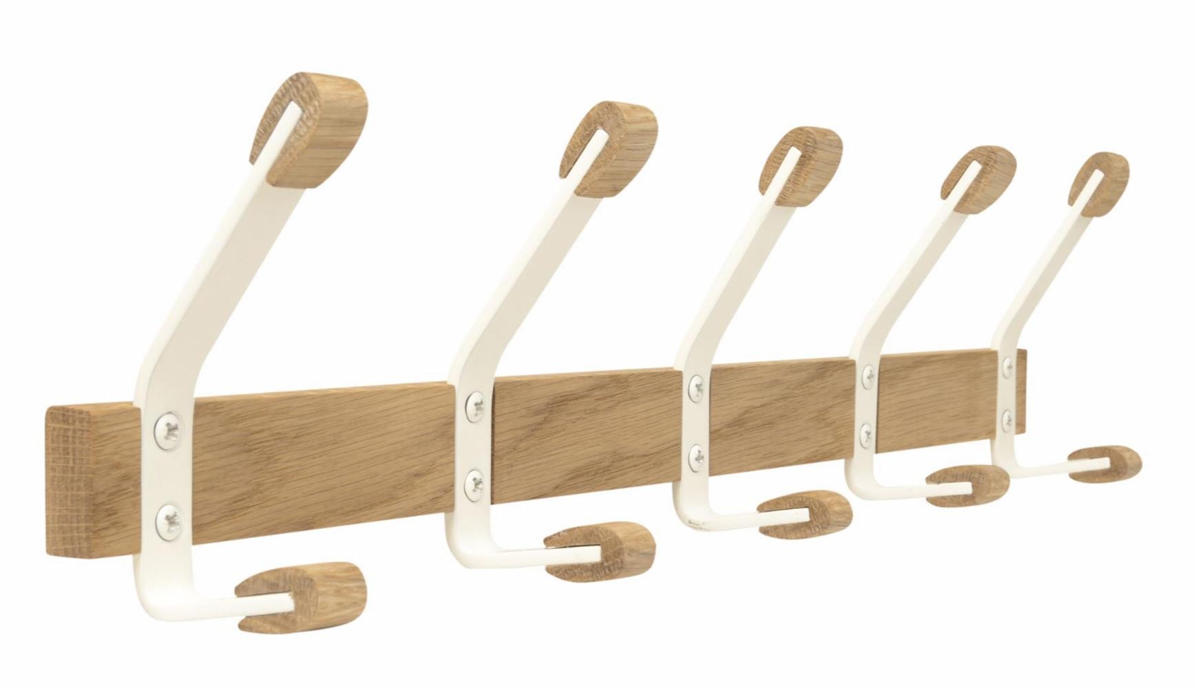 Home It® coat rack with 5 hooks 50 x 7 x 12 cm beech wood, black