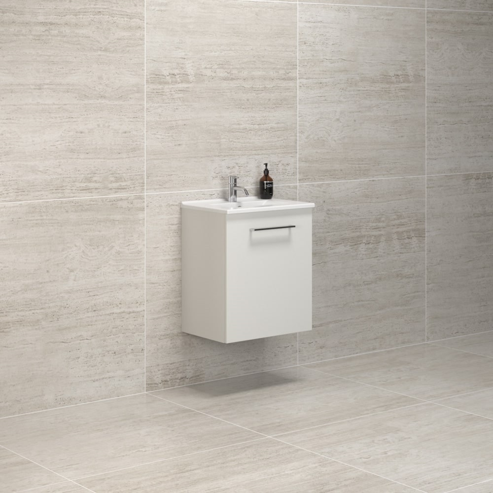 Scanbad Multo vaskeskab 51 cm varm eg Amber Mini vask 1 låge