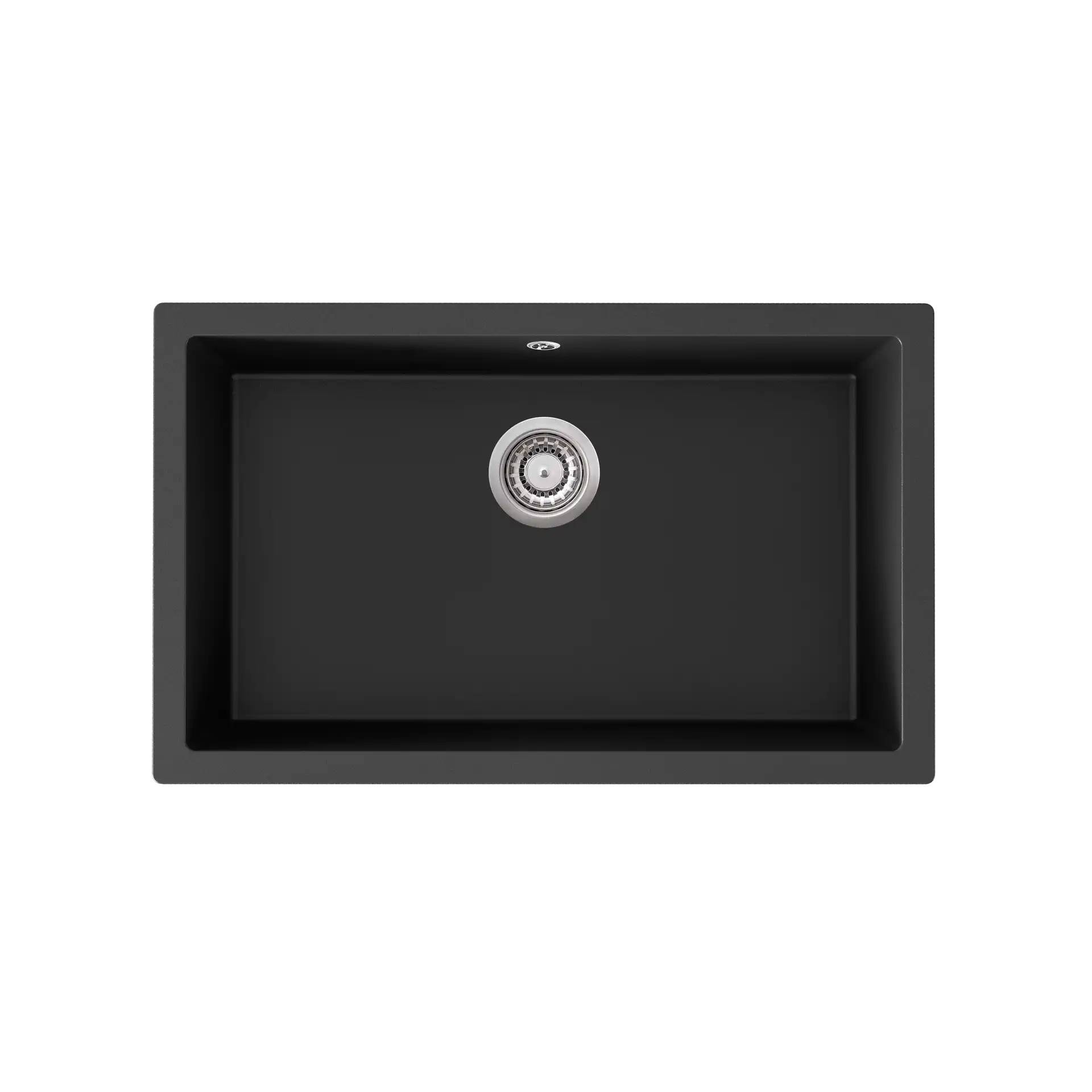 Lavabo Jupiter 800 køkkenvask sort komposit med afløb 756x466x195 mm