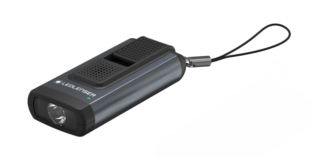 Ledlenser K6R Safety genopladelig nøgleringslygte grå med lyd 400 lumen