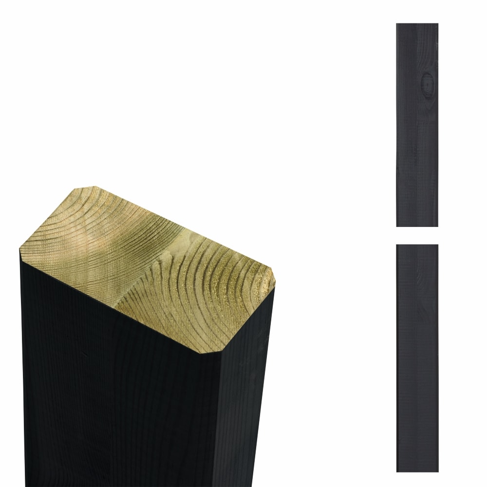 Plus omlimet stolpe/drager lige afskåret grundmalet sort 4,5 x 9 x 238 cm