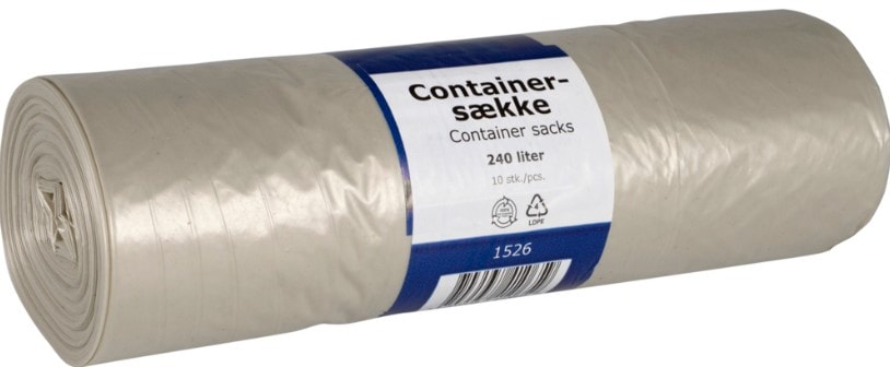 Containersæk 180L klar LDPE/recycle 114 x 150 cm 1 rulle