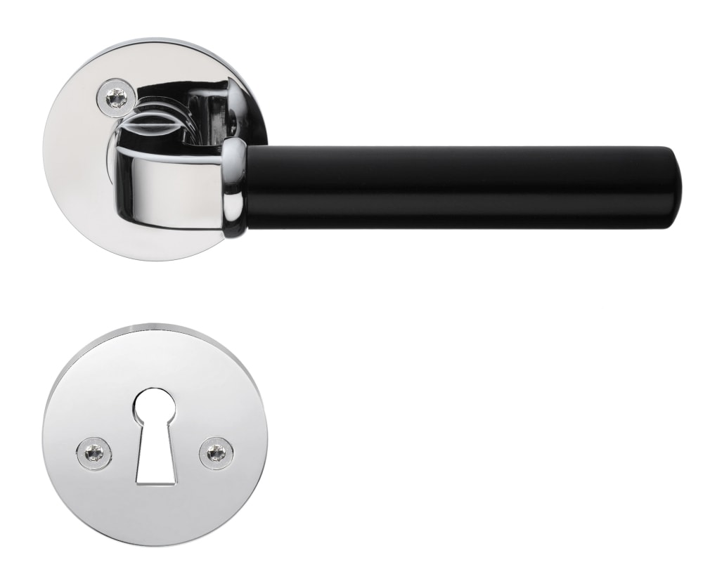 Beslagsboden B878 Design indendørsgreb poleret krom/sort stål 125 mm