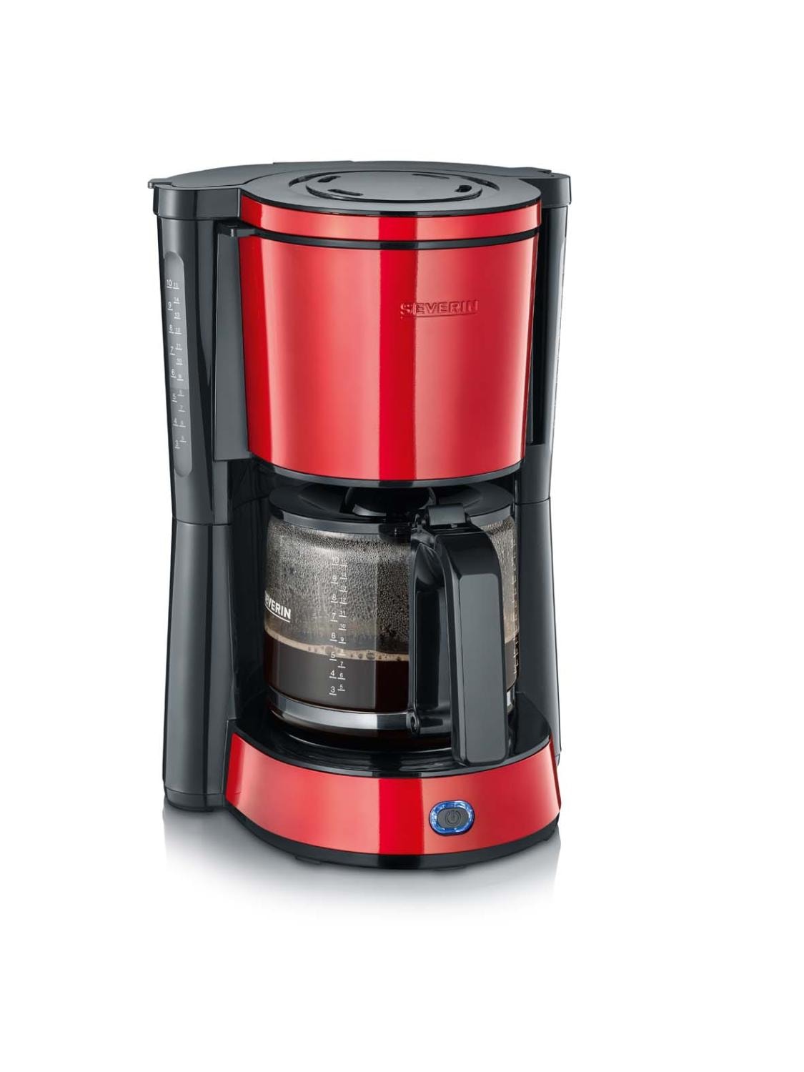 Severin Type KA 4817 kaffemaskine 10 kopper rød/metal 1000W