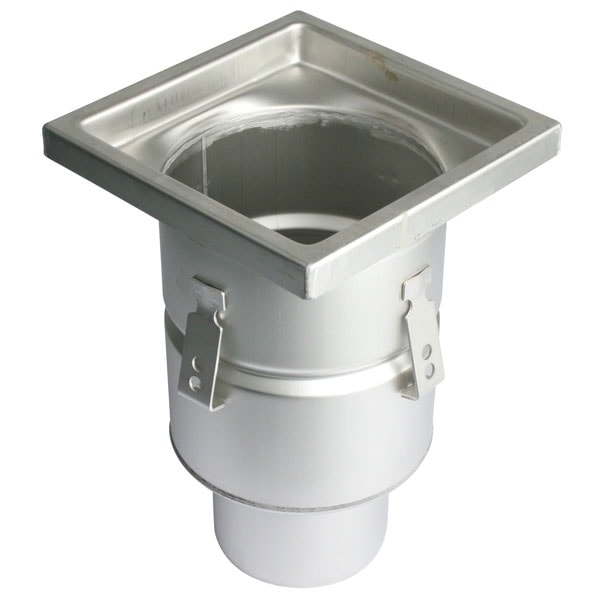 Blücher industriafløb 200x200 mm. Stål til udløbØ110 mm.