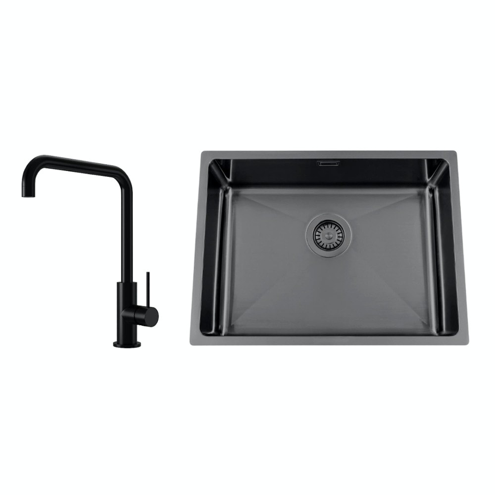 Nordic Tech Titan 530 X køkkenvask sort med PS Mood Shadow armatur