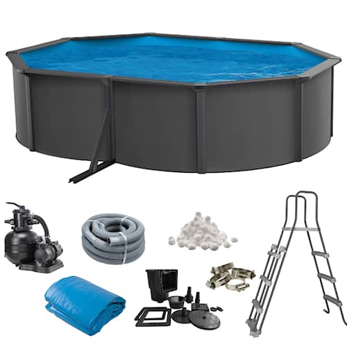 Swim & Fun Classic pool i mørkegrå oval 490 x 360 x 120 cm