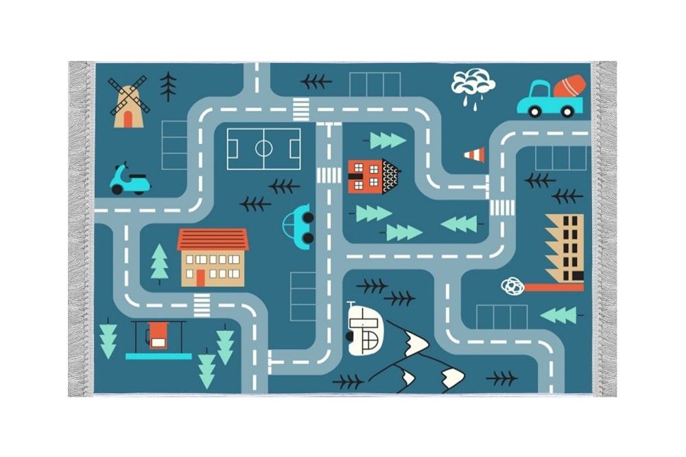 Daylife Roads tæppe i blå 120 x 180 cm