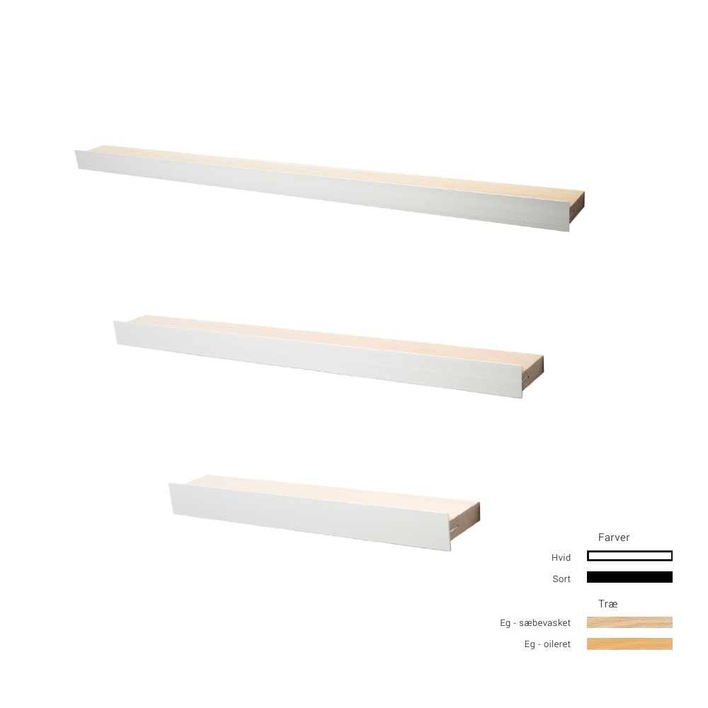 Hoigaard GH-38 gallerihylde i lakeret sort og alu 38 cm