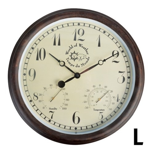 Esschert Design L udendørs ur med termometer