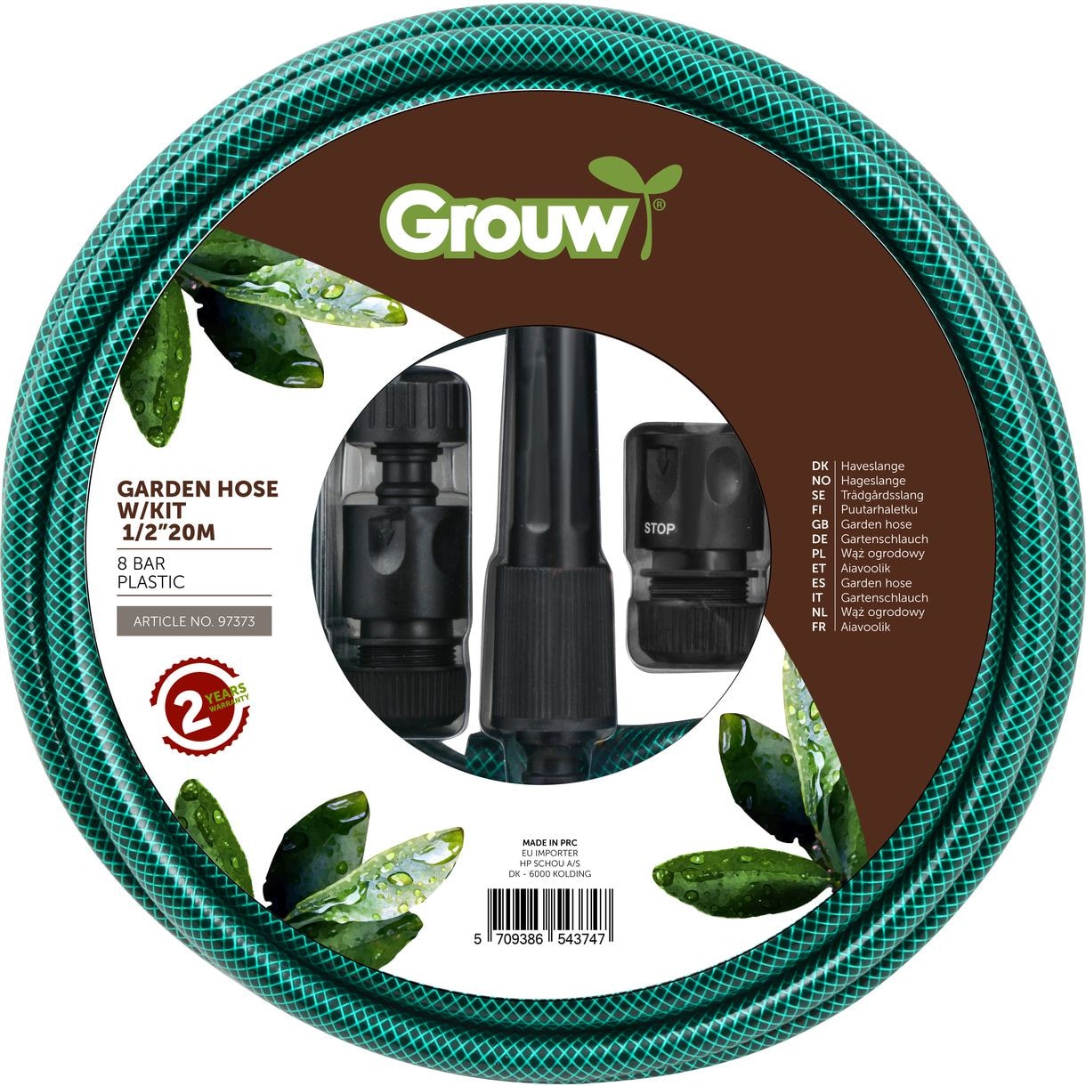 Grouw Slangesæt Vand 20 M 1/2'' m/koblinger