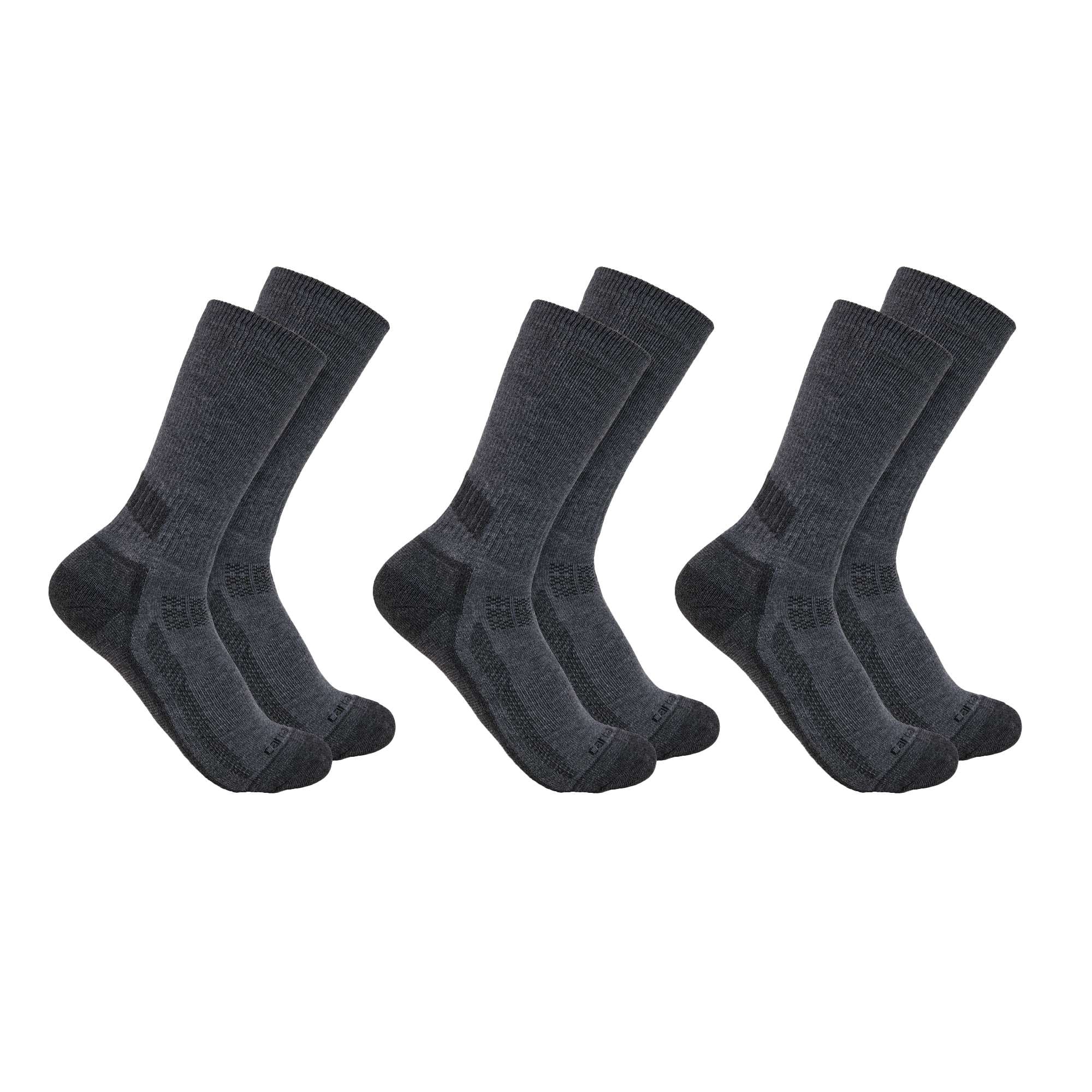Carhartt Force Midweight Crew Socks 3-Pack Men's Charcoal XL