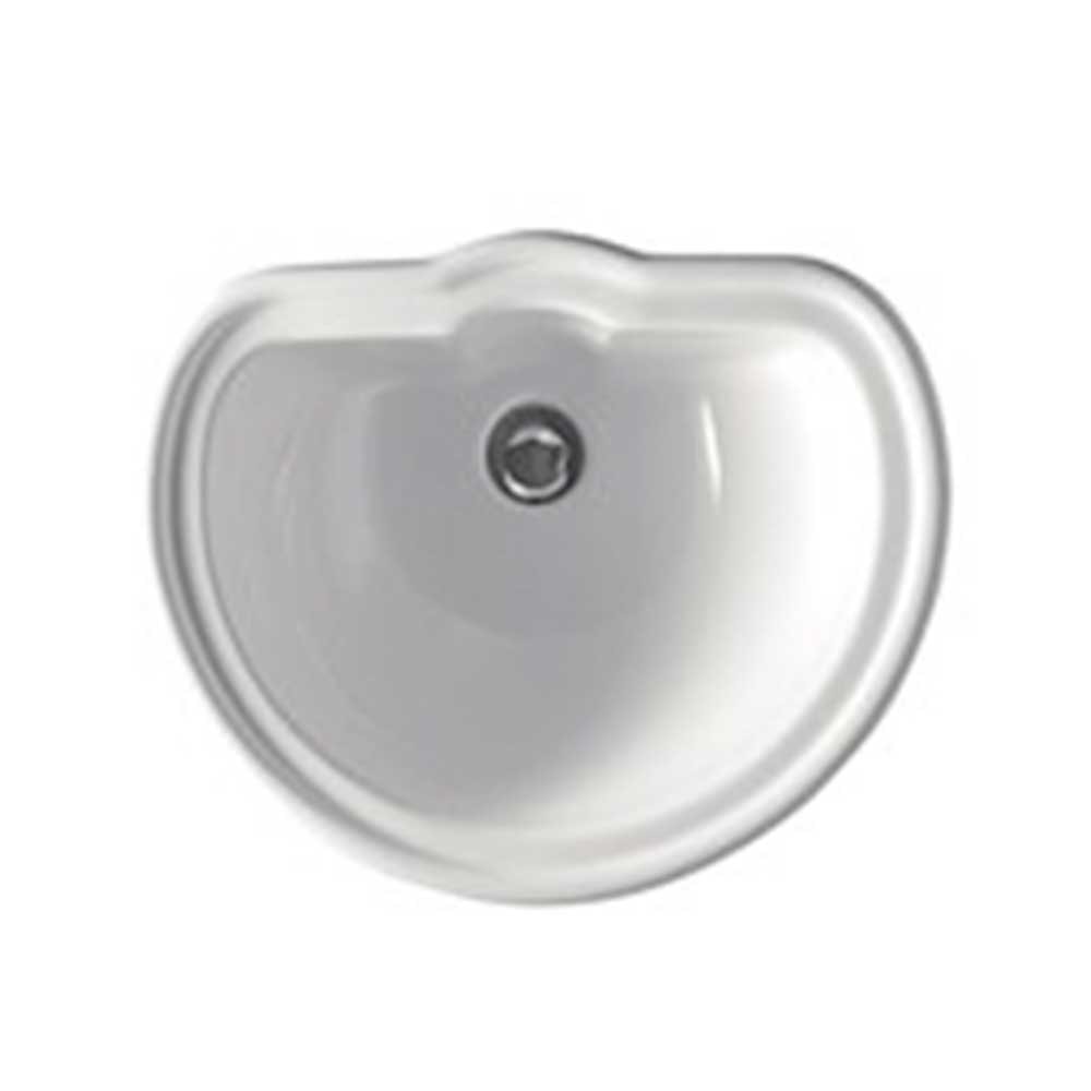 Lavabo Retro porcelænsvask i hvid uden hanehul, til nedfældning 50 x 41 cm