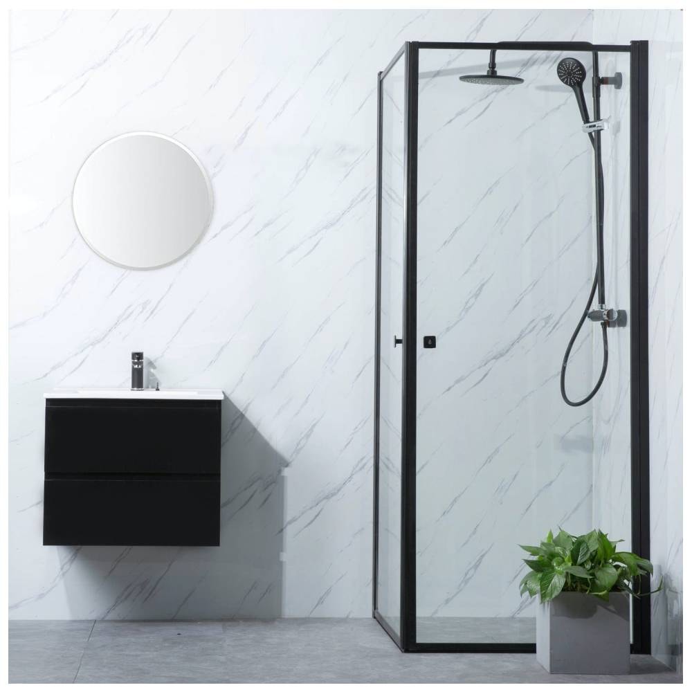 Bathlife Profil Rak brusehjørne klar/sort 2 døre 100 x 100 cm