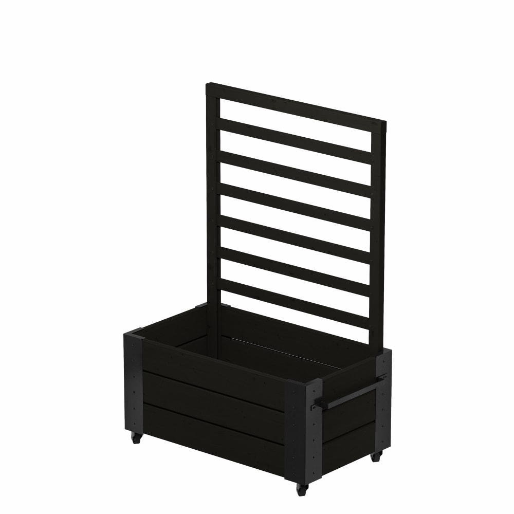 Plus Cubic blomsterkasse med espalier inkl. hjul grundmalet sort/pulverlakeret 87 x 50 x 155 cm