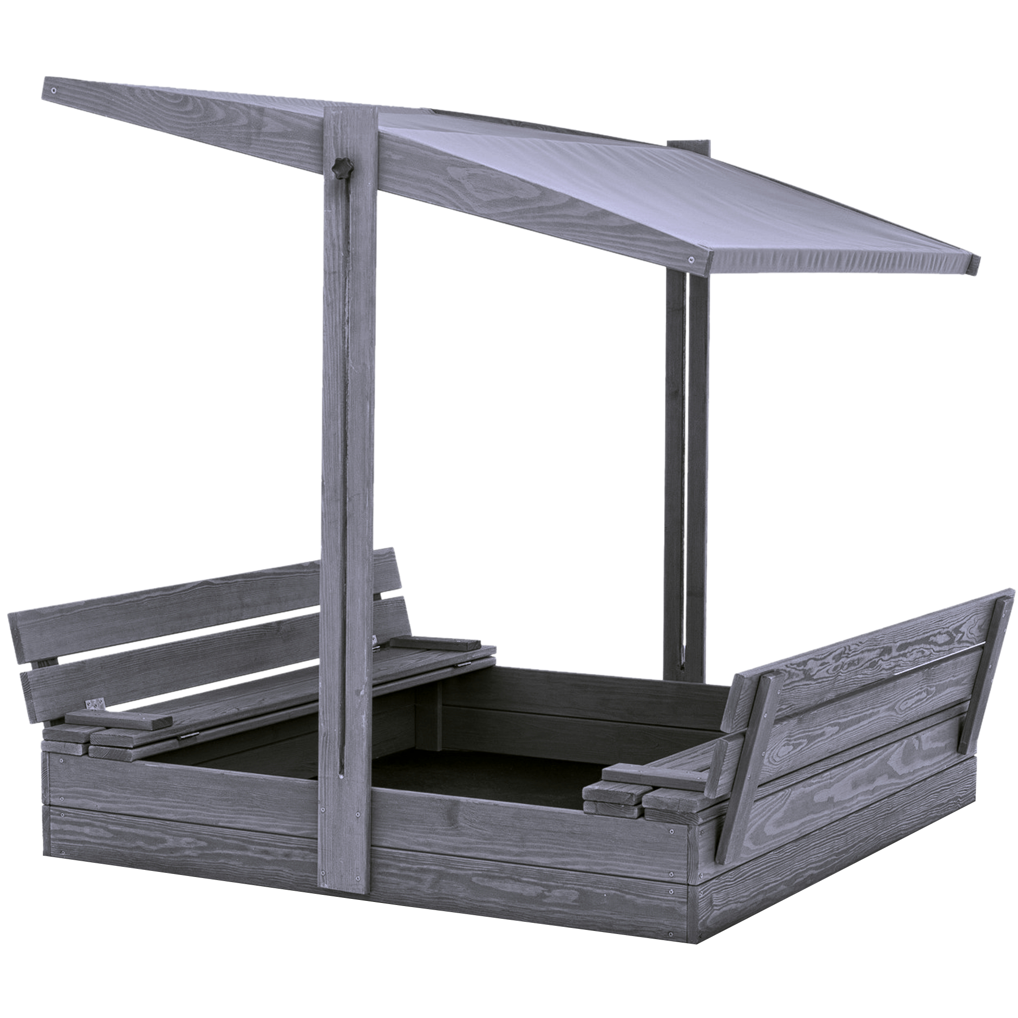 Nordic Play sandkasse i grundmalet grå med justerbart tag 120 x 120 cm