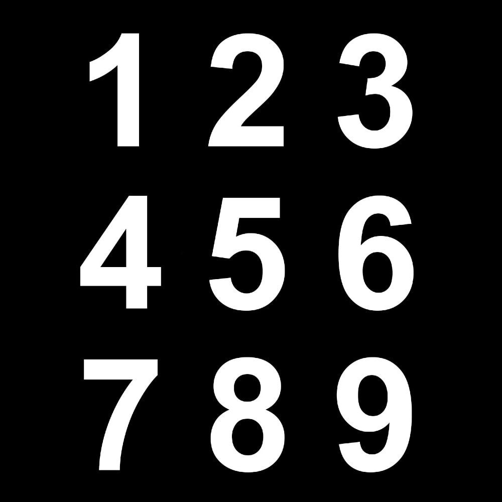 Folietal nr. "3". 6 cm. højde i hvid