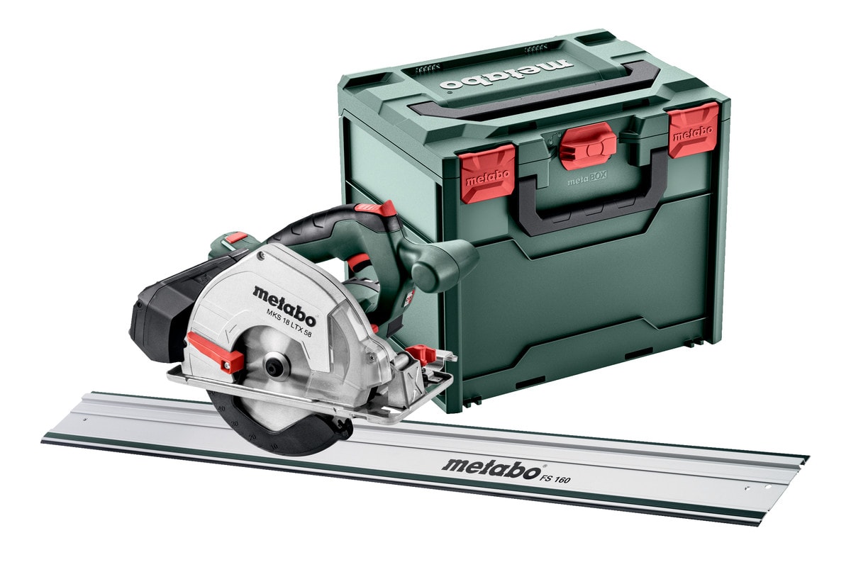Metabo metalrundsav MKS 18 LTX 58 FS Set med styreskinne uden batteri og lader