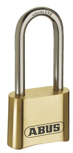 Abus hængelås marine messing med kodelås 50 mm. med 4 cifre HB63 med høj bøjle