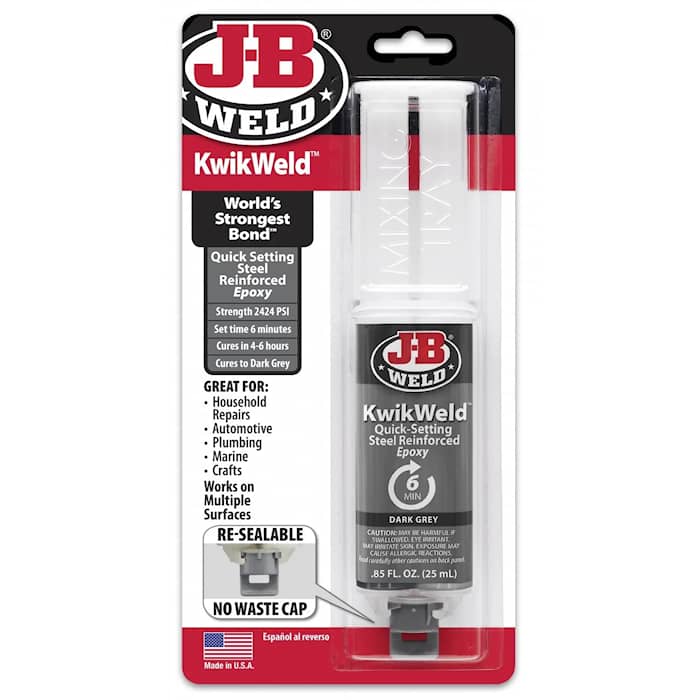 JB Weld KwikWeld 6 Minute Steel epoxy til koldsvejsning