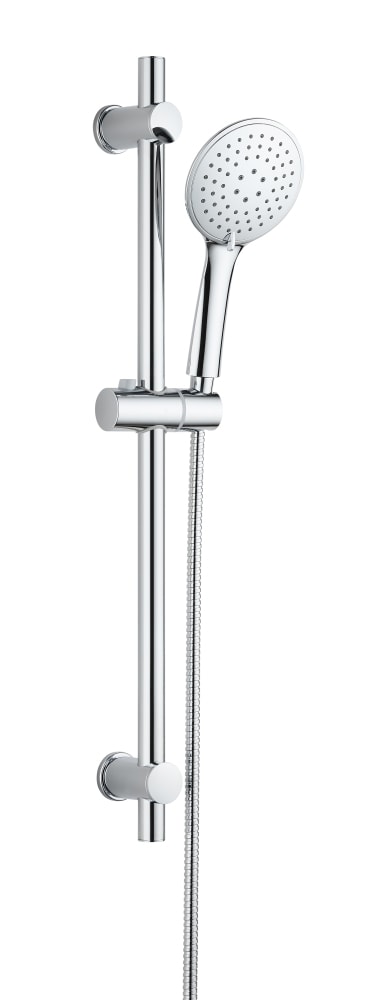 Danbad brusstangssæt i børstet messing look med slange 3-jet håndbruser Ø120 mm