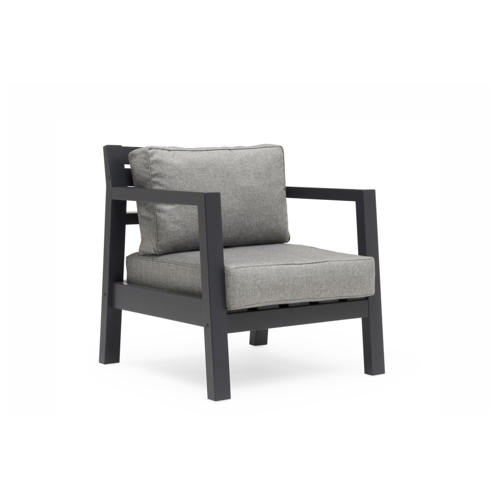 Hillerstorp Stoltö loungestol i orkangrå med hynder i gråmelange