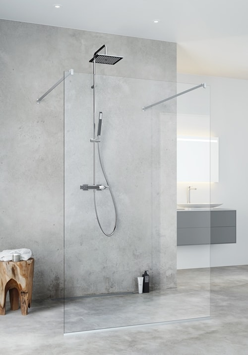 Hafa Igloo Pro I-Wall fast brusevæg i klart glas/alu