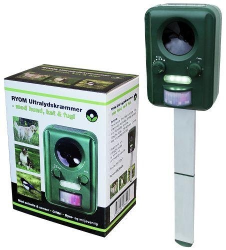 Ryom ultralydsskræmmer med solcelle, sensor og blitz, op til 70 m2