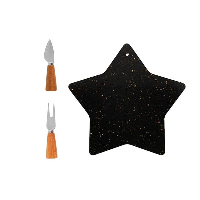 Maku ostebræt stjerne i kvarts med ostekniv og gaffel