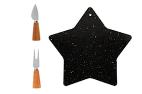 Maku ostebræt stjerne i kvarts med ostekniv og gaffel