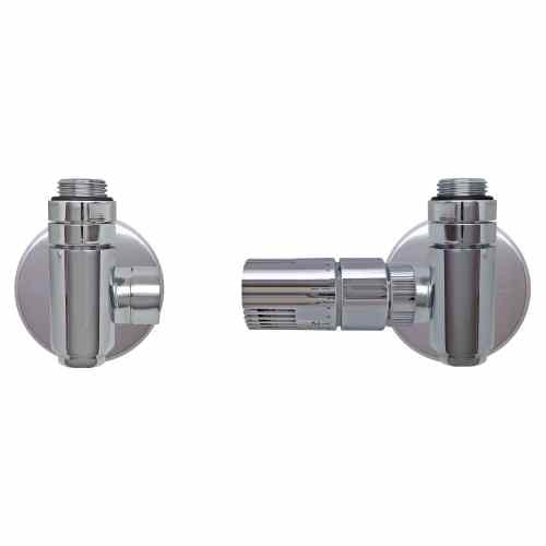 Kriss Corner Combi Rum vinkelventilsæt med rumtermostat i krom, fremløb højre