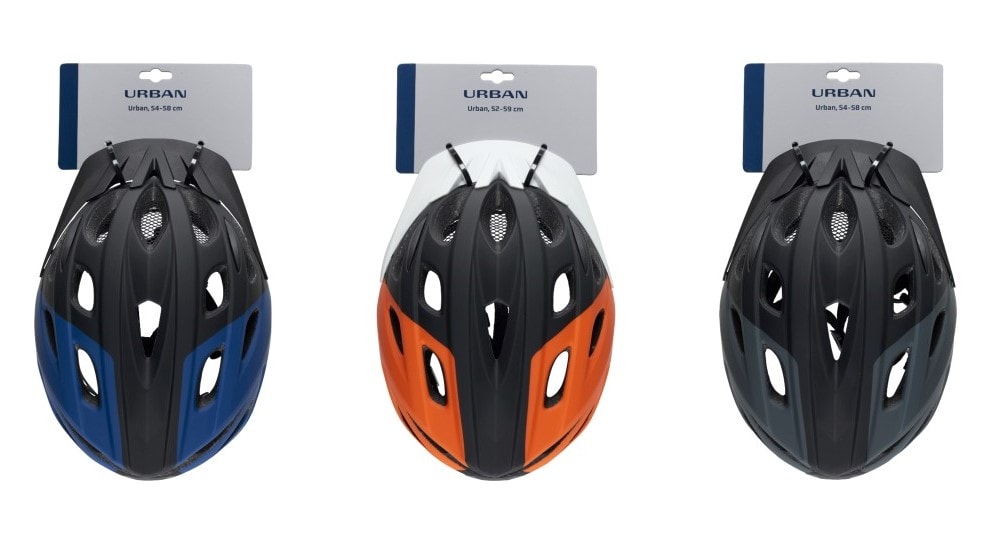 Urban Black/Blue cykelhjelm med sort skygge