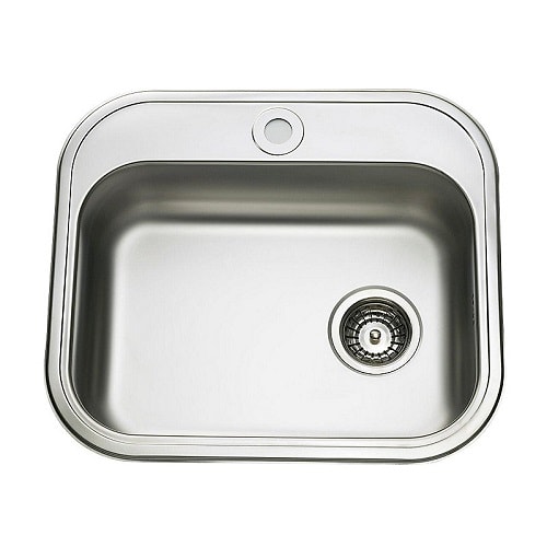 Juvel Intra køkkenvask K480 blank med strainer og hanehul 480x340 mm