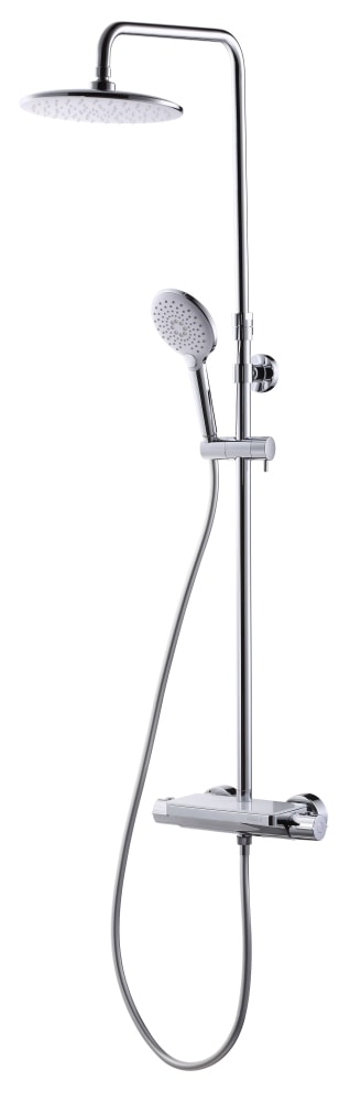 Adora Infigo L-230 brusesæt i krom/hvid med termostat og hylde Ø230/120 mm