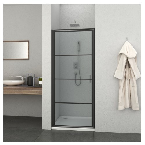 Allibert Loft Game brusedør svingdør sort profil / sort print 87-89 x 200 cm